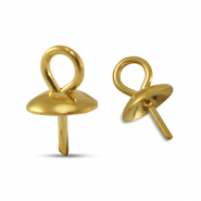 Stainless steel findings end cap for beads Gold