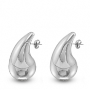Stainless steel earrings / earpins drop Silver