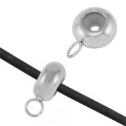 Stainless steel findings smart stopper bead with loop Silver