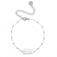 Stainless steel bracelets pearls Silver