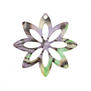 Resin pendants flower Multicolor Purple-Green