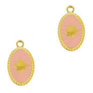 Stainless steel charms oval sun Gold-Pink