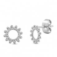 Stainless steel earrings / earpins flower Silver