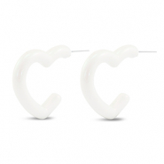 Trendy earrings heart White-Pearl Shine Coating