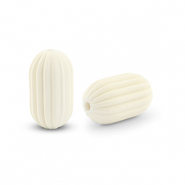 Acrylic beads oval Off White