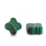 Natural stone beads Calcite clover Green-Black