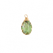 Resin pendants with imitation shell oval Gold-Ocean Green