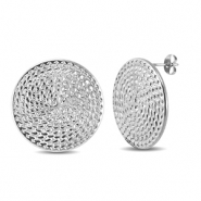 Stainless steel earrings / earpins round Silver