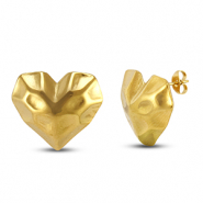 Stainless steel earrings / earpins heart Gold