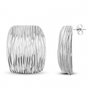 Stainless steel earrings / earpins rectangle Silver