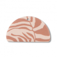 Polymer pendants semicircle Light Peach Pink-Light Brown