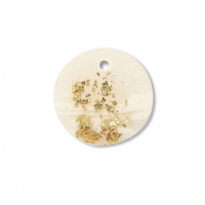 Polymer pendants round Off White-Beige-Gold