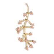 Glass seed beads charms flower Gold-Vintage Pink