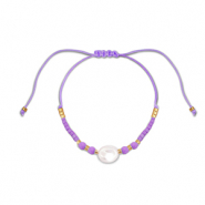 Trendy Anklets / Ankle bracelets mixed beads Purple-White-Gold