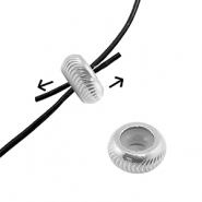Stainless steel findings smart stopper bead with motif 9mm Silver