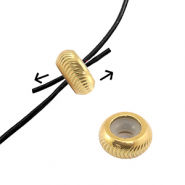 Stainless steel findings smart stopper bead with motif 6mm Gold