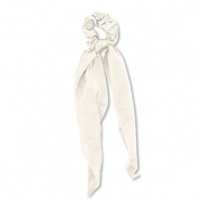 Scrunchie hair tie  with ribbon Off White