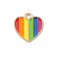 Metal charms enamel heart Gold-Multicolour