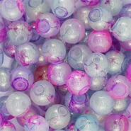 8 mm glass beads with glitters Multicolour Purple-Gold