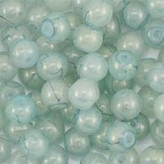 6 mm glass beads with glitters Greenish Grey-Gold