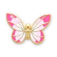 Stainless steel beads butterfly Gold-Pink-White