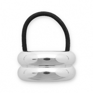 Hair accessories hair tie with metal Silver-Black