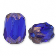 Czech Beads FPB oval 6x4mm Dark Sapphire-Bronze