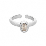 Stainless steel rings Silver-Transparent
