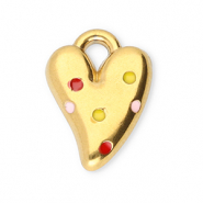 Stainless steel charms heart Gold-Red-Yellow