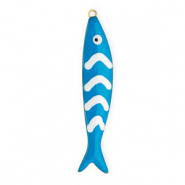 Stainless steel charms fish Gold-Blue-White