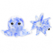 Handmade glass beads octopus Blue-White