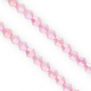 Top faceted beads bicone 6mm Candy Pink-AB Coating