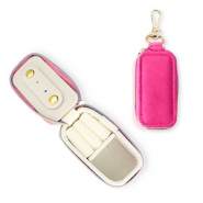 Jewellery travel box with keychain rectangle Hot Pink