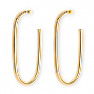 Statement earrings&nbsp;/&nbsp;earpins oval with stainless steel post Gold