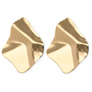 Statement earrings&nbsp;/&nbsp;earpins organic rhombus with stainless steel post Gold