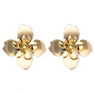 Statement earrings&nbsp;/&nbsp;earpins flower with stainless steel post Gold