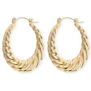 Statement earrings &nbsp;/&nbsp;creoles twisted with stainless steel post Gold