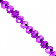 Top faceted beads 8x6mm disc Dark Purple-Pearl Shine Coating