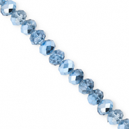 Top faceted beads 6x5mm disc Blue-Pearl Shine Coating