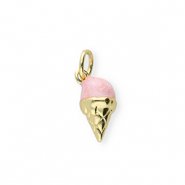 Brass TQ metal charms ice cream Gold-Light Pink
