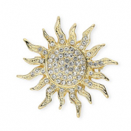 Brooches sun with strass Gold-Crystal