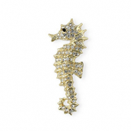 Brooches seahorse with strass Gold-Crystal-Black