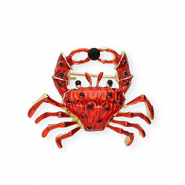 Brooches crab with strass Gold-Red-Black