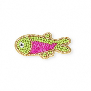 Brooches fish Gold-Magenta-Dark Lime Green