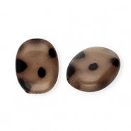 Acrylic beads oval with leopard print Brown-Dark Brown