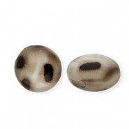 Acrylic beads rondelle with leopard print Beige-Dark Brown