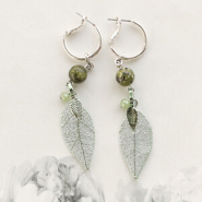 Inspirational Sets Keychain + earrings with genuine leaves