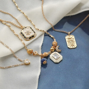 Inspirational Sets Trendy stacking necklaces inspiration with brass metal charms and beads