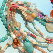 NEW Round glass beads with glitter
