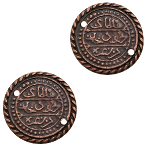 Charms TQ metal connector Oriental coin 27mm Copper (Nickel Free)